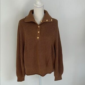 J.Crew Brown Button-Up Women's Sweater XL